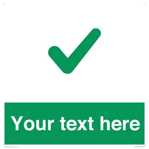 Custom green background, green tick sign